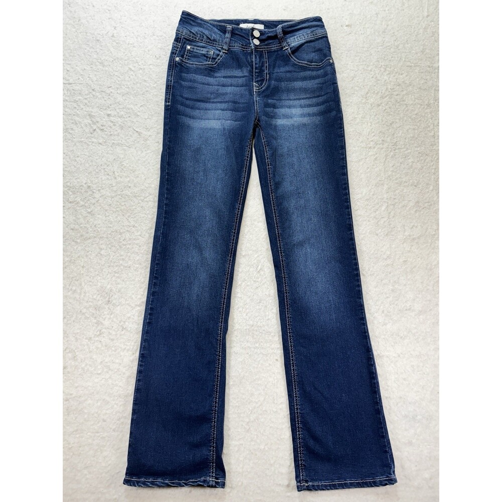 VTG Angels Y2K 2000 2 Button Mid Rise Flare Pockets Jeans Size 6 Long